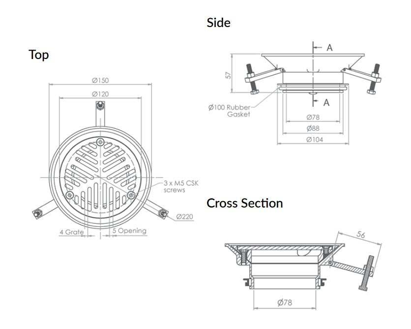 100mm Vinyl Floor Waste (suits 100mm pipe) - HD reno