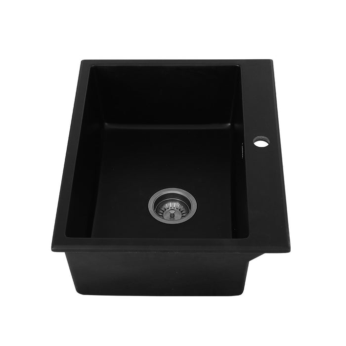 600*470*207mm Hunter Gun Metal Black Granite Stone Basin Single Bowl Kitchen Sink