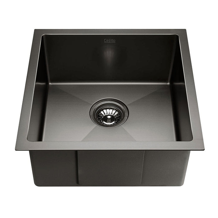 510*450*205mm Hunter Gun Metal Black Stainless Steel Under/Topmoun Basin Single Bowl Kitchen Sink