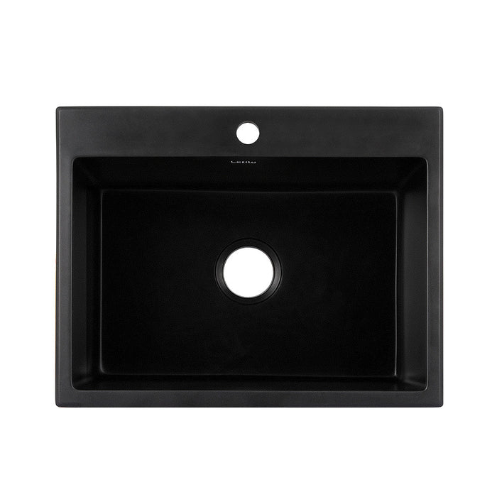 600*470*207mm Hunter Gun Metal Black Granite Stone Basin Single Bowl Kitchen Sink