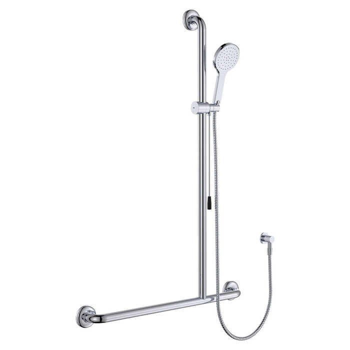 Fienza Chrome Luciana Care Left/Right Hand Inverted T Rail Shower With Push/Pull Slider