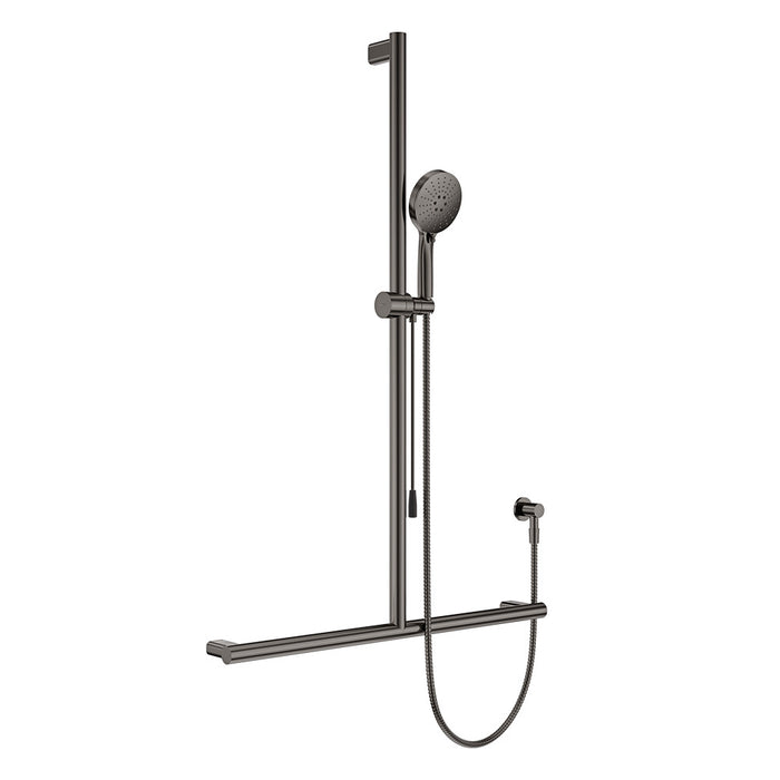 Fienza Care Round Inverted T Rail Shower With Push/Pull Slider