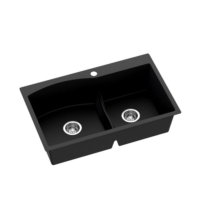 760*470*210mm Hunter Gun Metal Black Granite Stone Basin Double Bowl Laundry Kitchen Sink