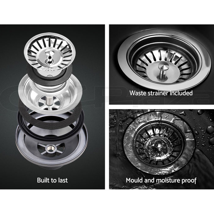 430*200mm Hunter Gun Metal Black Granite Under/Topmount Round Basin Single Bowl Laundry Kitchen Sink