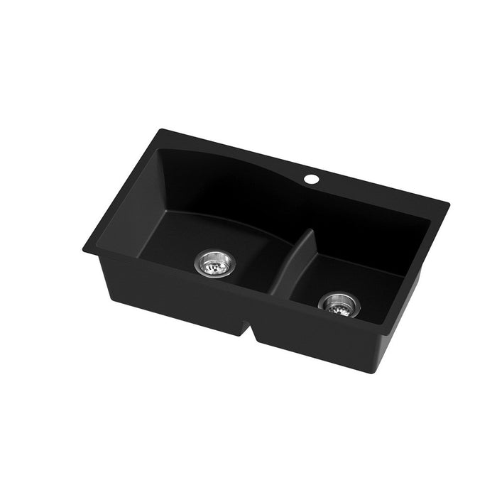 760*470*210mm Hunter Gun Metal Black Granite Stone Basin Double Bowl Laundry Kitchen Sink
