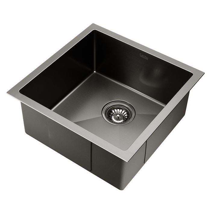 440*440*205mm Hunter Gun Metal Black Stainless Steel Basin Single Bowl Kitchen Sink