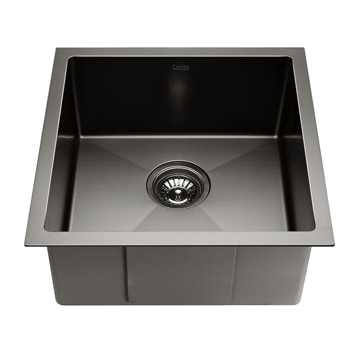 440*440*205mm Hunter Gun Metal Black Stainless Steel Basin Single Bowl Kitchen Sink