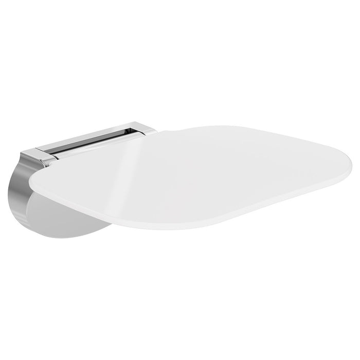 Fienza Folding Shower Seat, Chrome/Matt Black Base, Satin White/Black Seat