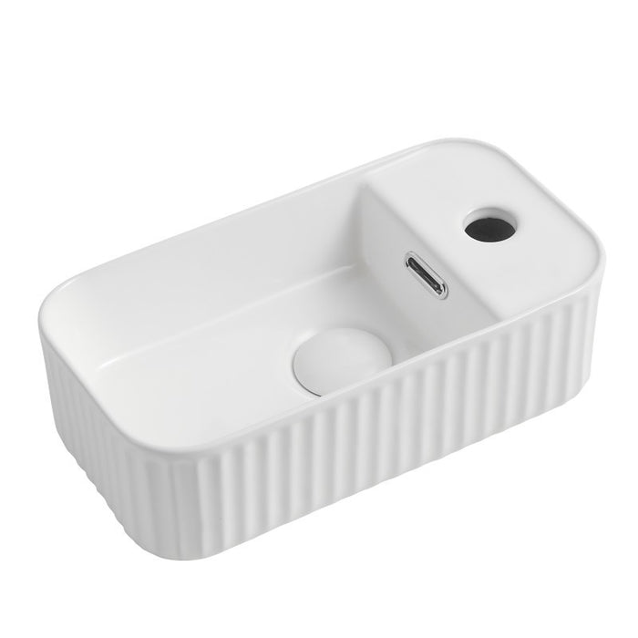 360*195*120mm Infinity Rectangle Gloss White Ceramic Above Counter Basin