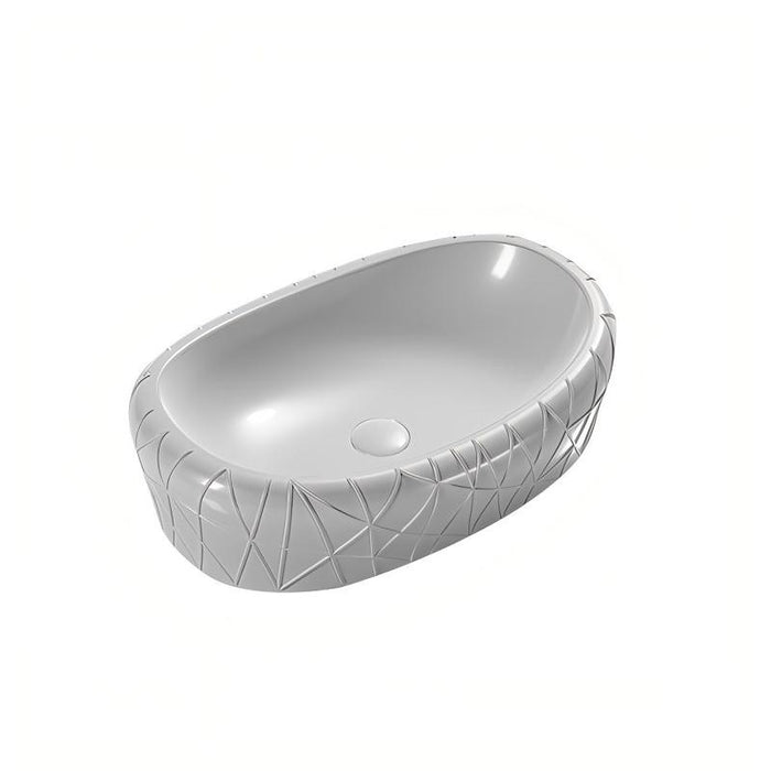 600*390*135mm Infinity Oval Gloss White/Matt White/Matt Black Ceramic Above Counter Basin