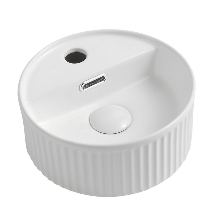280*280*120mm Infinity Round Gloss White Ceramic Above Counter Basin