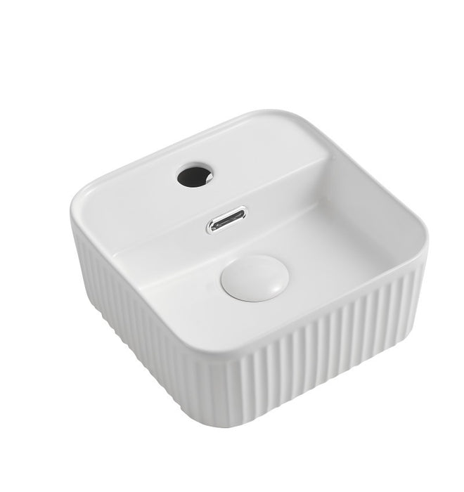 275*275*120mm Infinity Square Gloss White Ceramic Above Counter Basin