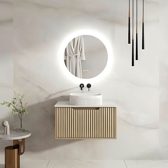 600/750/900/1200/1500*455*390mm Mercio Rhea Natural Oak Fluted Wall-Hung Cabinet