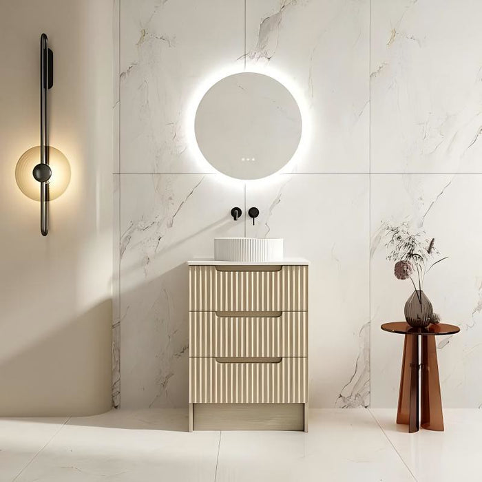 600/750/900/1200*455*830mm Mercio Rhea Natural Oak Fluted Floor Standing Cabinet