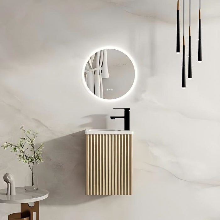 400*222*500mm Rhea Natural Oak Fluted Wall-Hung Cabinet