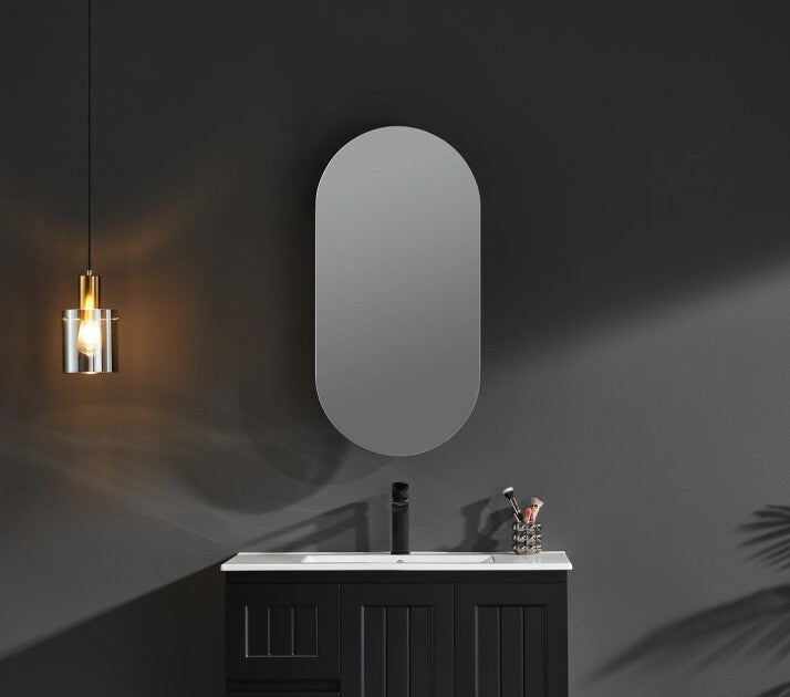 450*900*150mm Poseidon Olivia Oval Matt Black/Matt White Copper-free Mirror Shaving Cabinet