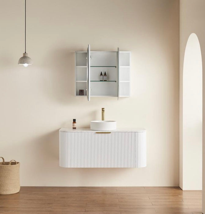900-1500*600*150mm Poseidon Olivia Oval Matt Black/Matt White Copper-free Polyurethane Double Door Mirror Shaving Cabinet