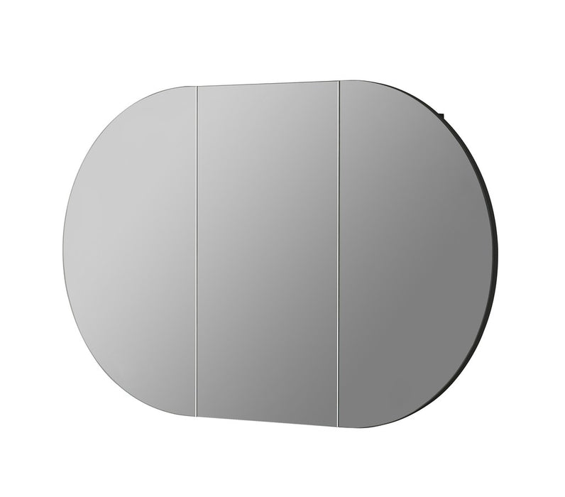 900-1500*600*150mm Poseidon Olivia Oval Matt Black/Matt White Copper-free Polyurethane Double Door Mirror Shaving Cabinet