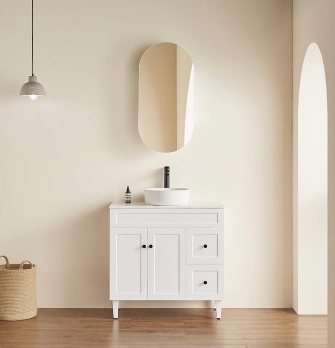 450*900*150mm Poseidon Olivia Oval Matt Black/Matt White Copper-free Mirror Shaving Cabinet