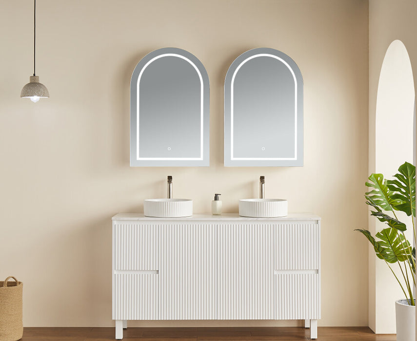 600*900*155mm Poseidon Olivia Arch Matt Black/Matt White Copper-free Polyurethane LED Mirror Shaving Cabinet
