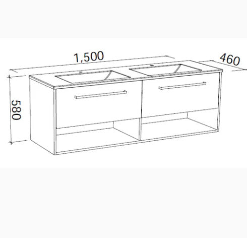 600-1800*460*580mm Timberline KANSAS Wall Hung Vanity