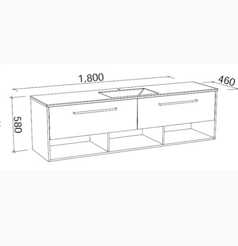 600-1800*460*580mm Timberline KANSAS Wall Hung Vanity