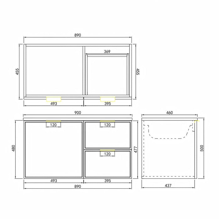 600-1500*455*480mm Poseidon CETO Miami Olive Green PVC Wall Hung Bathroom Vanity Cabinet