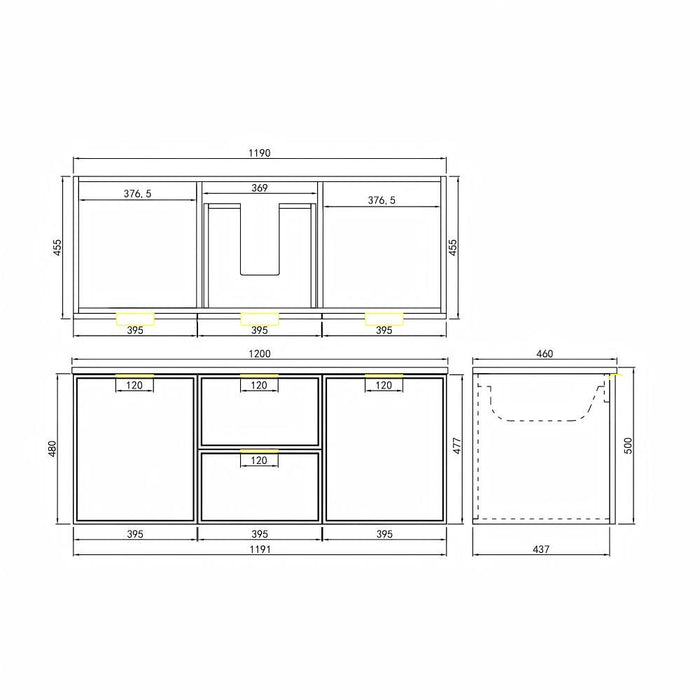 600-1500*455*480mm Poseidon CETO Miami Matt White PVC Wall Hung Bathroom Vanity Cabinet