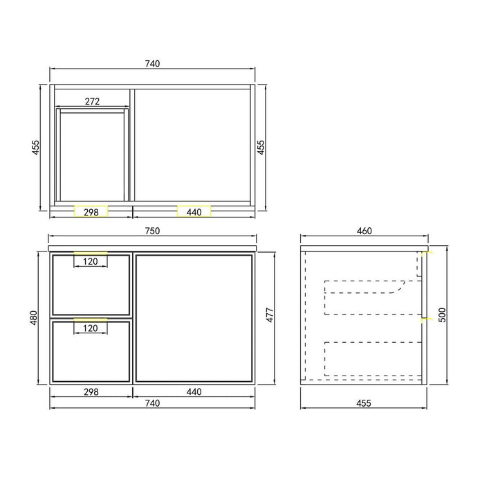 600-1500*455*480mm Poseidon CETO Miami Olive Green PVC Wall Hung Bathroom Vanity Cabinet