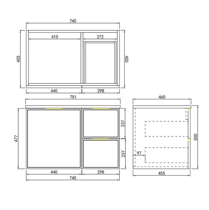 600-1500*455*480mm Poseidon CETO Miami Olive Green PVC Wall Hung Bathroom Vanity Cabinet