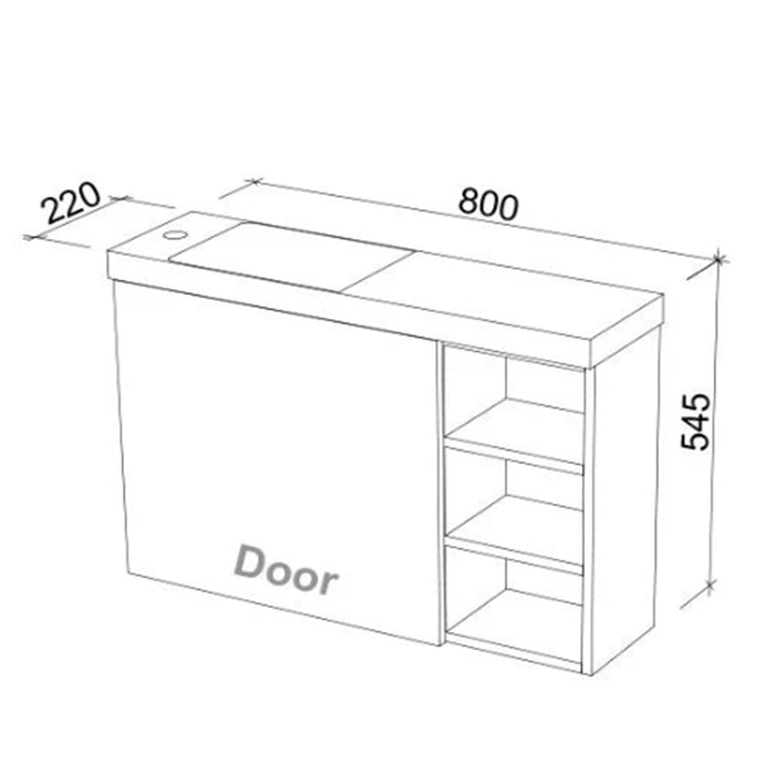 800*220*545mm Timberline EADIE Space Saving Single Bowl Wall Hung Vanity