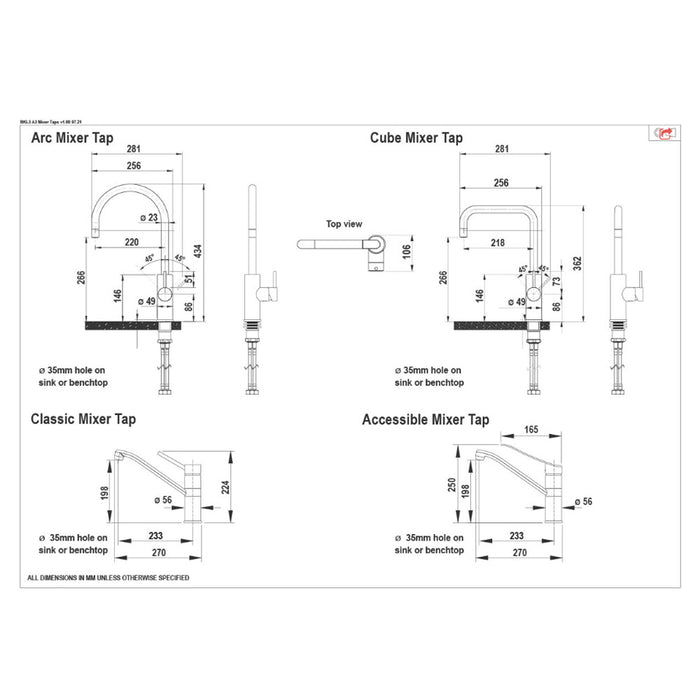 Zip Arc Brushed Nickel Mixer Tap Mains Mixer Tap