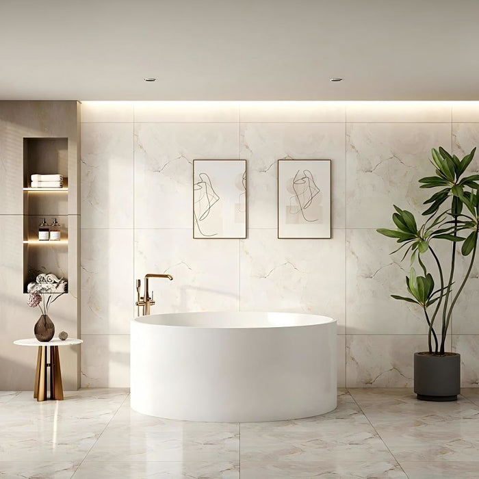 1400*1400*580mm MER Cole Gloss White Acrylic Round Freestanding Baths