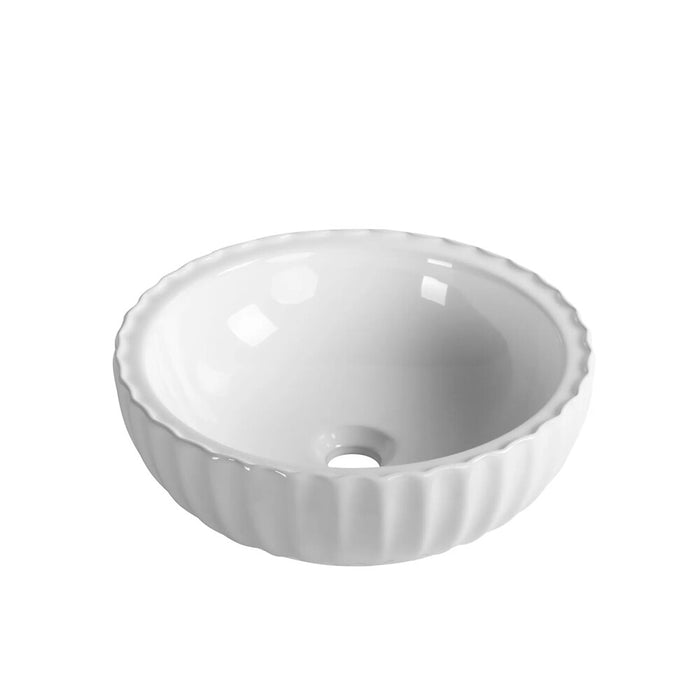 400*400*135mm Round Gloss White Ceramic Above Counter Basin