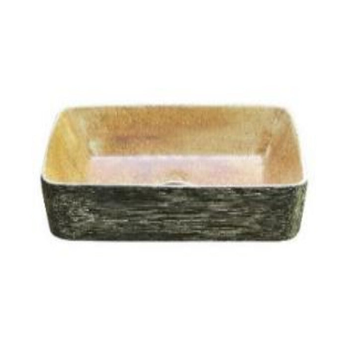 470*365*130mm Pumpkin and Green Exterior Porcelain Rectangle Above Counter Art Basin