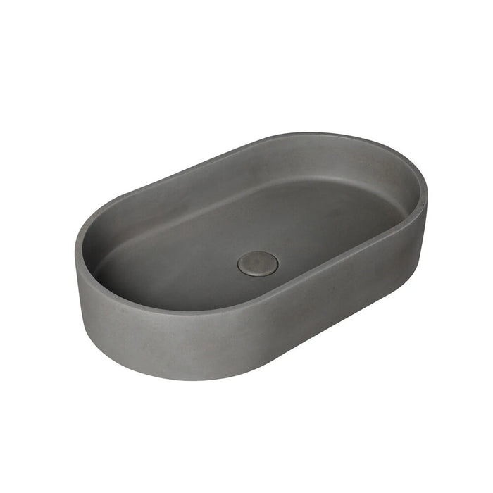 582*365*120mm Matte Grey Concrete Oval Above Counter Basin