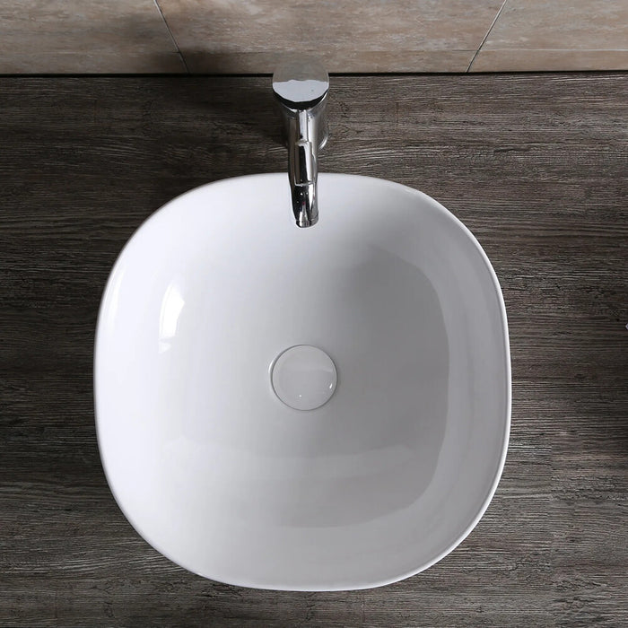 410*410*145mm Square Gloss White Ceramic Above Counter Basin