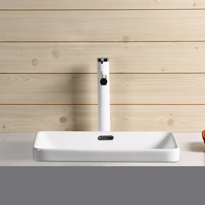 450*330*150mm Rectangle Gloss White Ceramic Drop In Basin