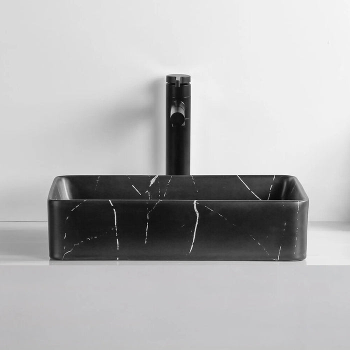 470*360*110mm Rectangle Matte Black Carrara Ceramic Marble Art Basin