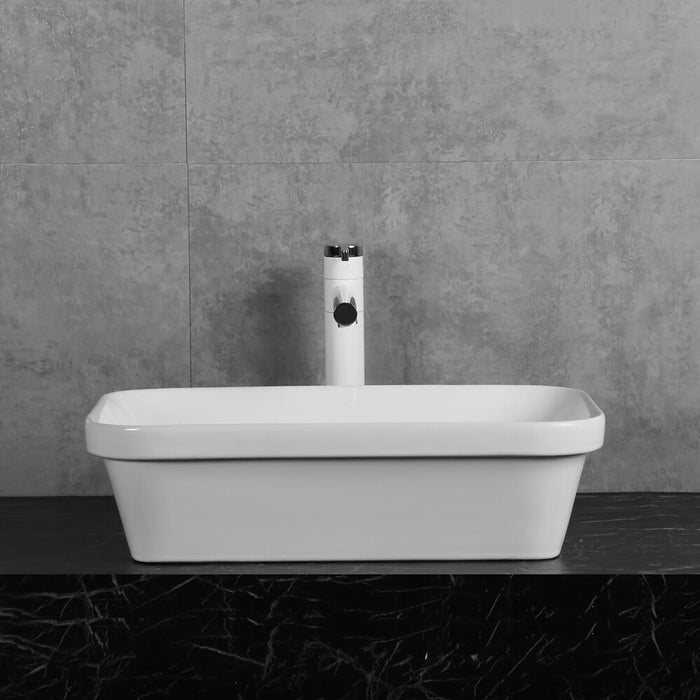 528*368*140mm Rectangle Gloss White Ceramic Above Counter Basin