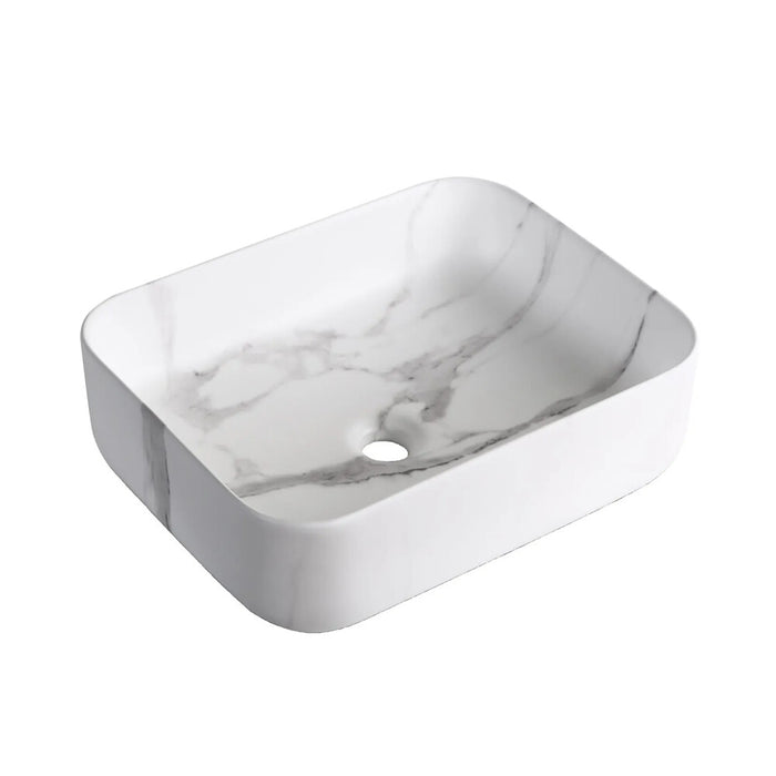 505*400*135mm Matt Carrara Ceramic Marble Rectangle Above Counter Art Basin