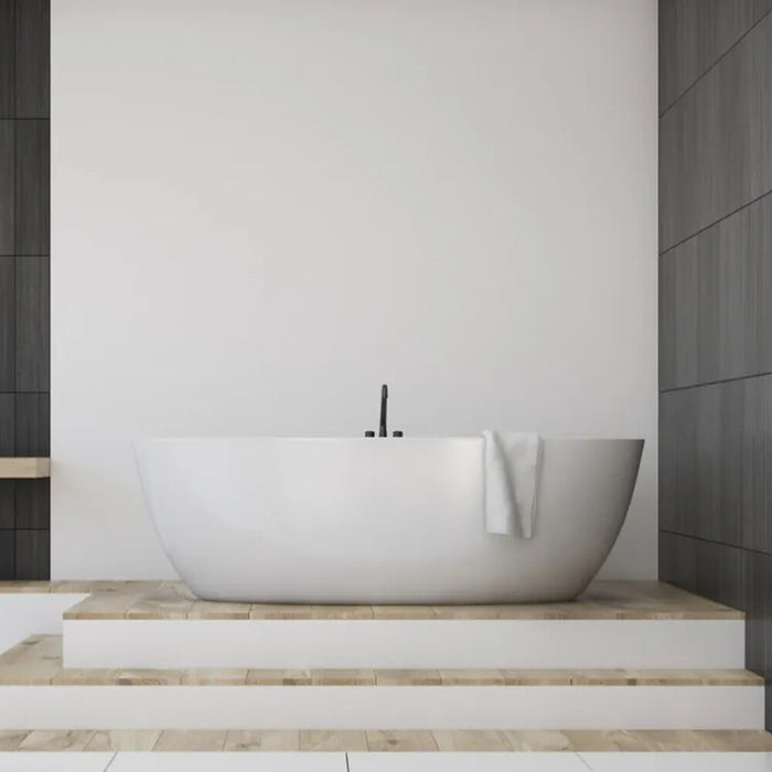 1395-1690*750*570mm Poseidon OVBT Gloss White/Matt White Oval Acrylic Freestanding Bathtub