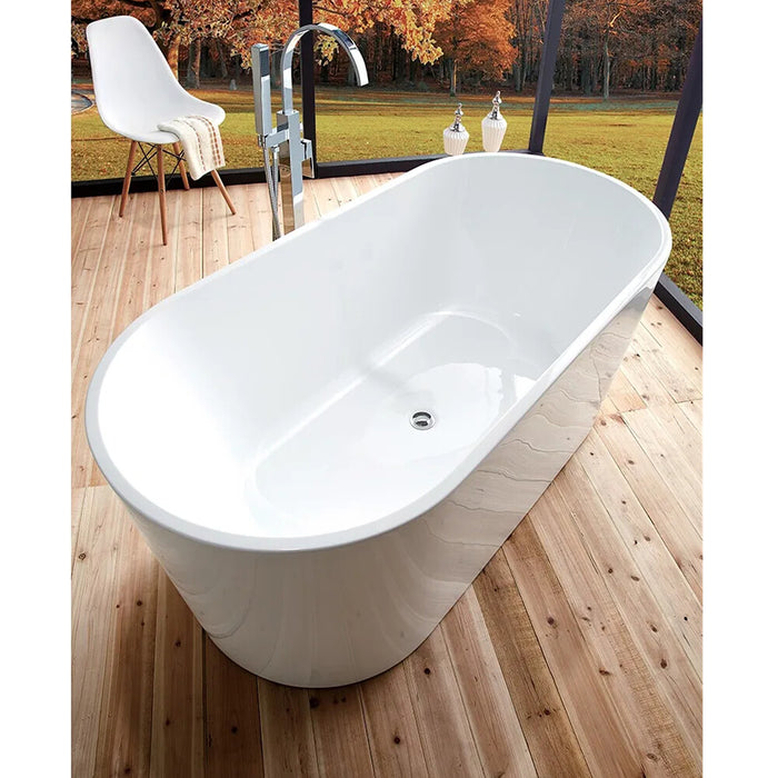 1400-1700*750*600mm Sunny 715 Gloss White Oval Acrylic Freestanding Bathtub