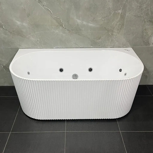 1500-1700*750mm Broadway Mallorca Fluted 10 Jets Matt White Back To Wall Spa Bathtub - HD reno