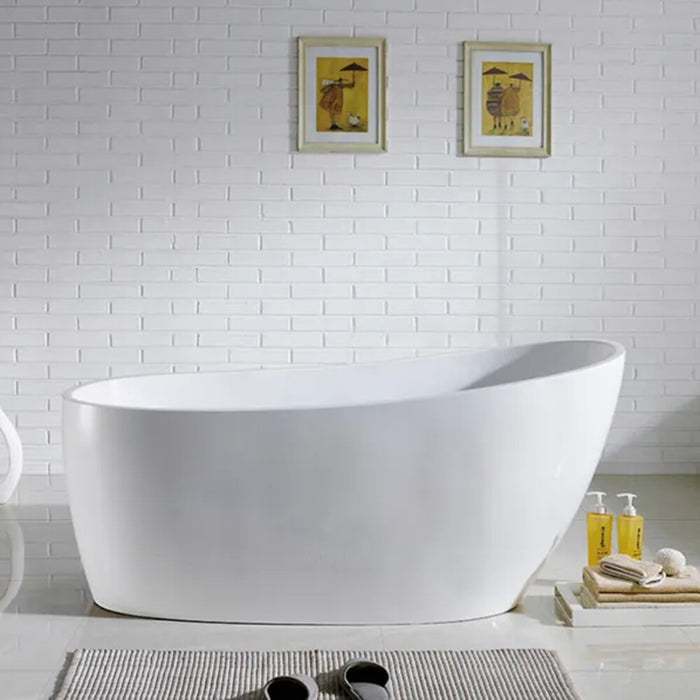 1715*725*750mm Poseidon Hamiton Gloss White Oval Acrylic Freestanding Bathtub