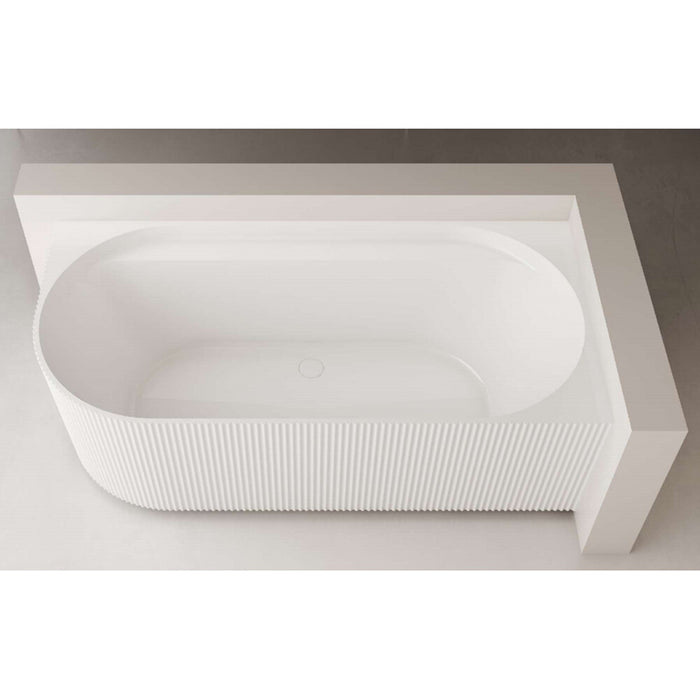 1700*800*580mm Cee Jay Pavilion Matt White Oval Acrylic Fluted Right Hand Corner Bathtub - HD reno