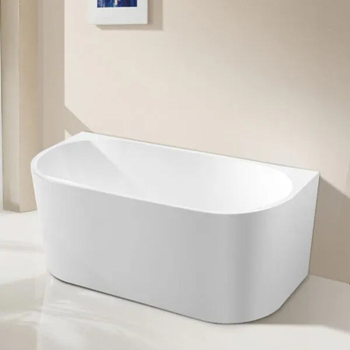 1500/1600*750/800*580mm ABS Dana Gloss White Oval Acrylic Back to Wall Freestanding Bathtub - HD reno