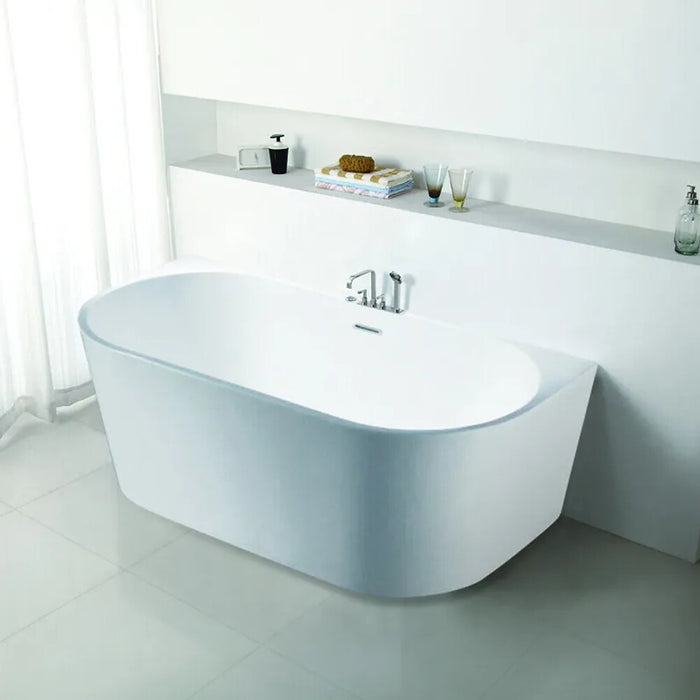 1400-1700*800*580mm Poseidon ELBT Gloss White/Matt White/Gloss Black Oval Acrylic Back To Wall Freestanding Bathtub