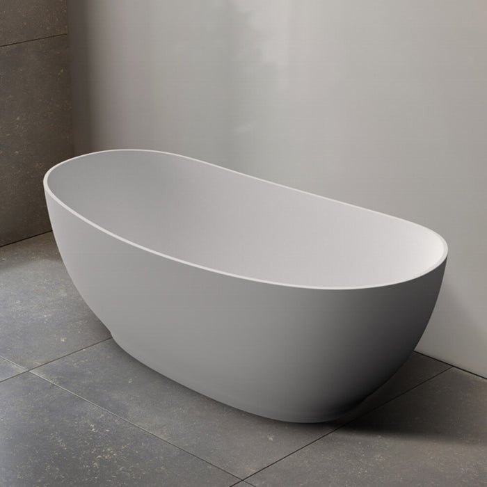 1500/1700*800*650mm ABS Layla Riva-Slim Matt White Oval Acrylic Freestanding Bathtub - HD reno
