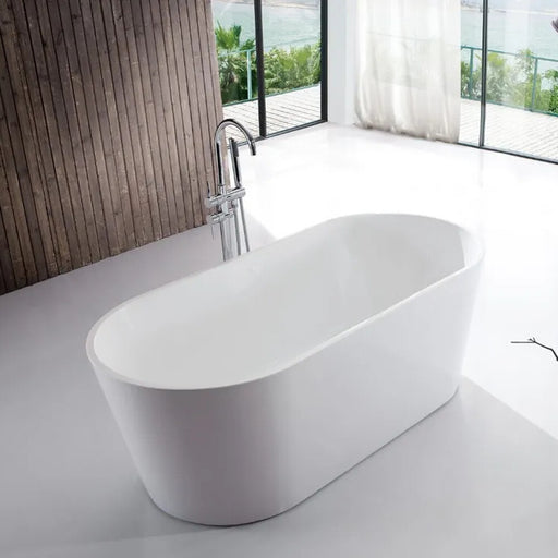 1200-1700*650-800*580mm ABS Shanty Gloss White Oval Acrylic Freestanding Bathtub - HD reno